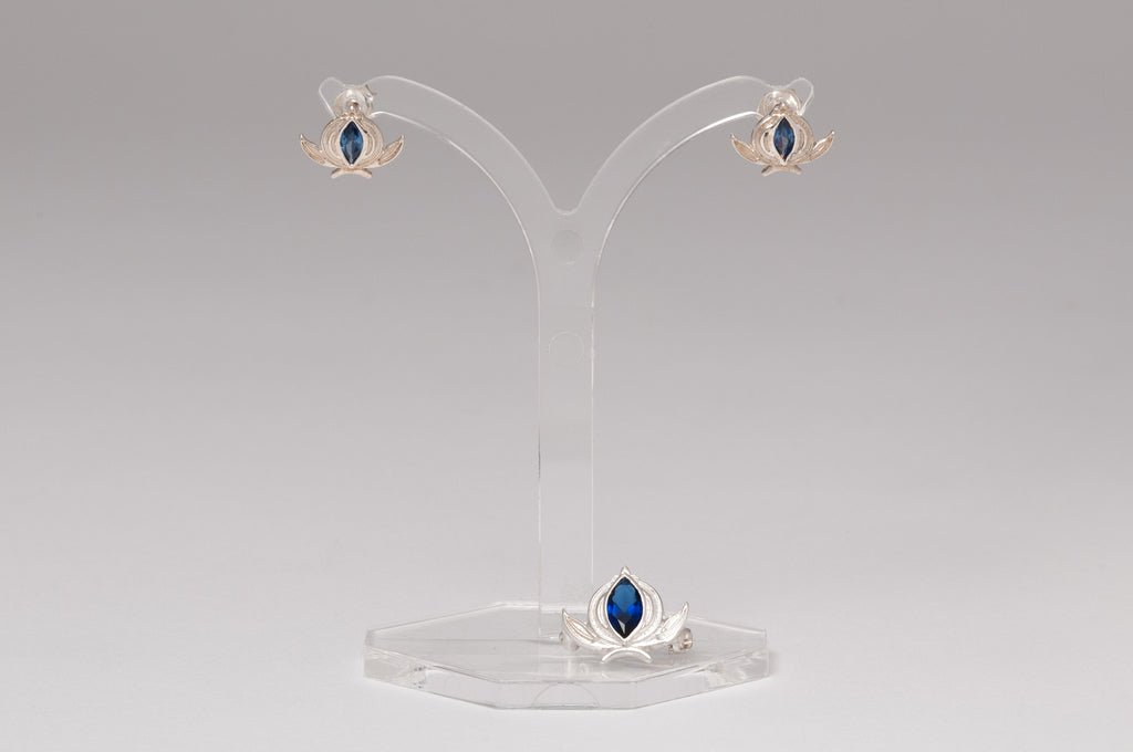 Silver brooch and earrings